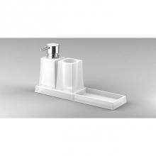 Sonia 131822 - SONIA -S7 VANITY CNTRTOP SET TRAY/TUMBLER/SOAP DSPNSR GLASS-CHR(D)