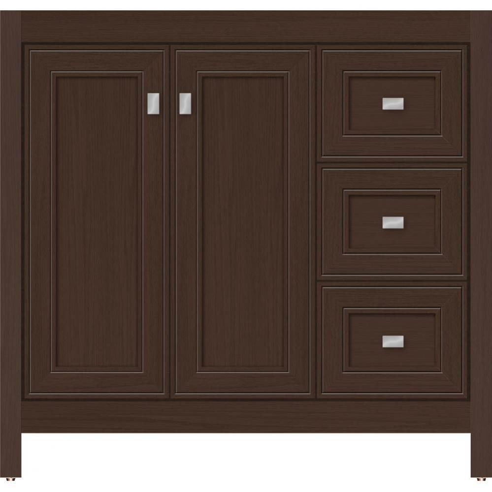 36 X 21 X 34.5 Alki View Vanity Deco Miter Choc Oak Rh