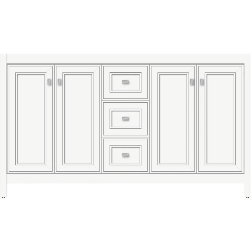 60 X 18.5 X 34.5 Alki View Vanity Deco Miter Sat White Db