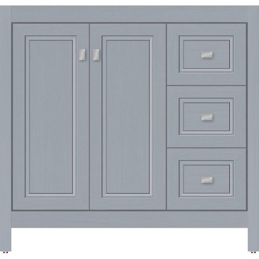 36 X 18.5 X 34.5 Alki View Vanity Ogee Miter Silver Oak Rh