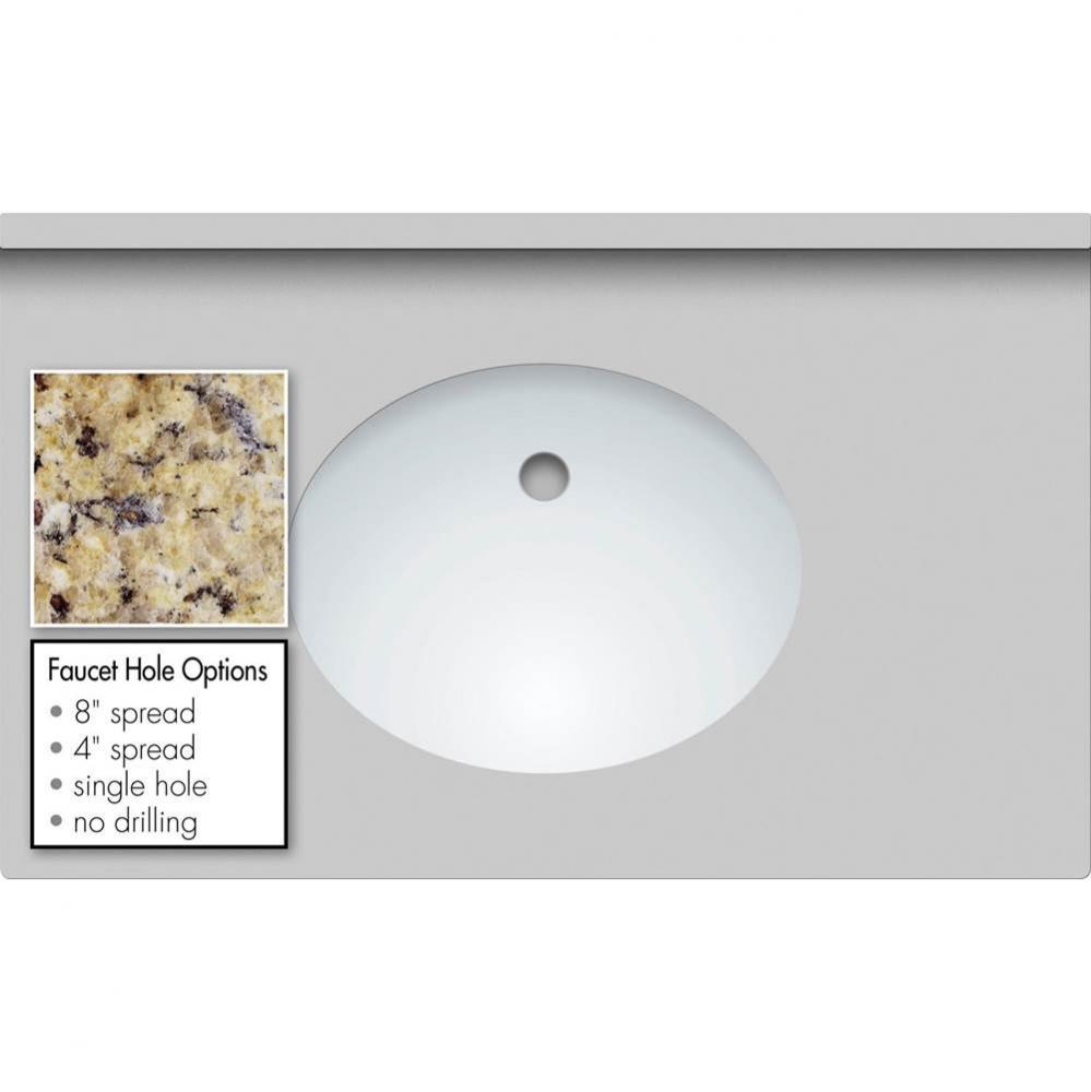 37 X 22 X 1.25 Countertop Granite New Ven Gold Oval White