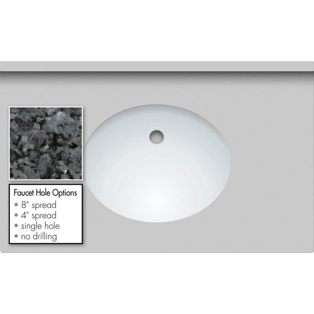 37 X 22 X 1.25 Countertop Granite Blue Pearl Oval White