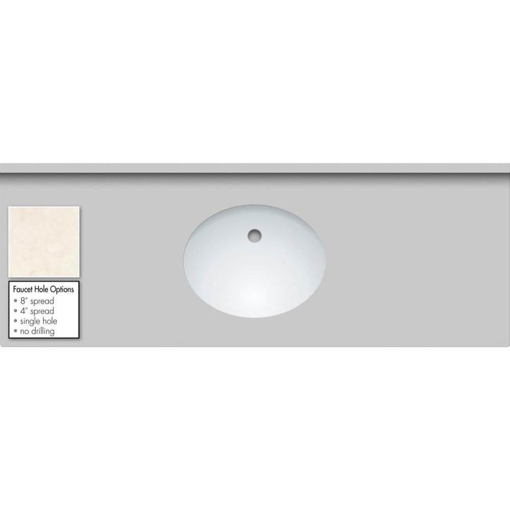 61 X 22 X 1.25 Countertop Quartz London Grey Oval White