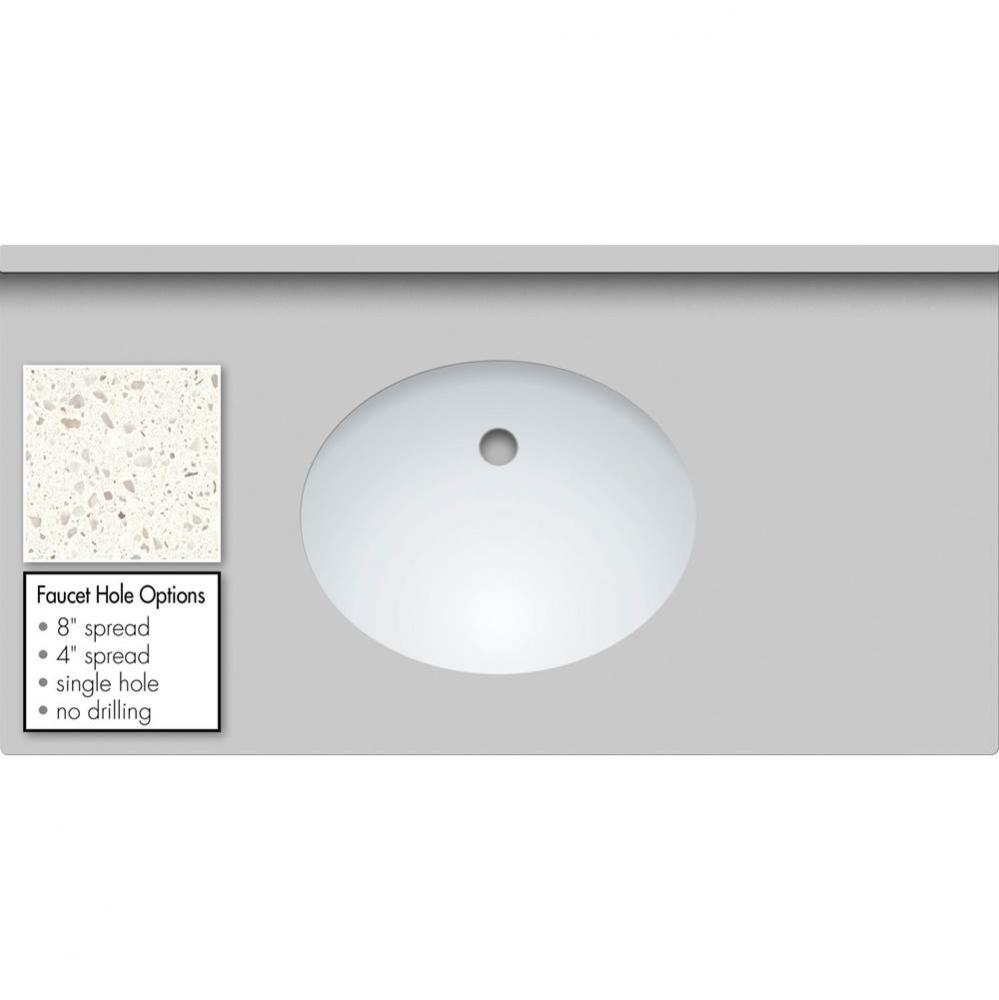 43 X 22 X 1.25 Countertop Quartz Pearl White Polished Oval White