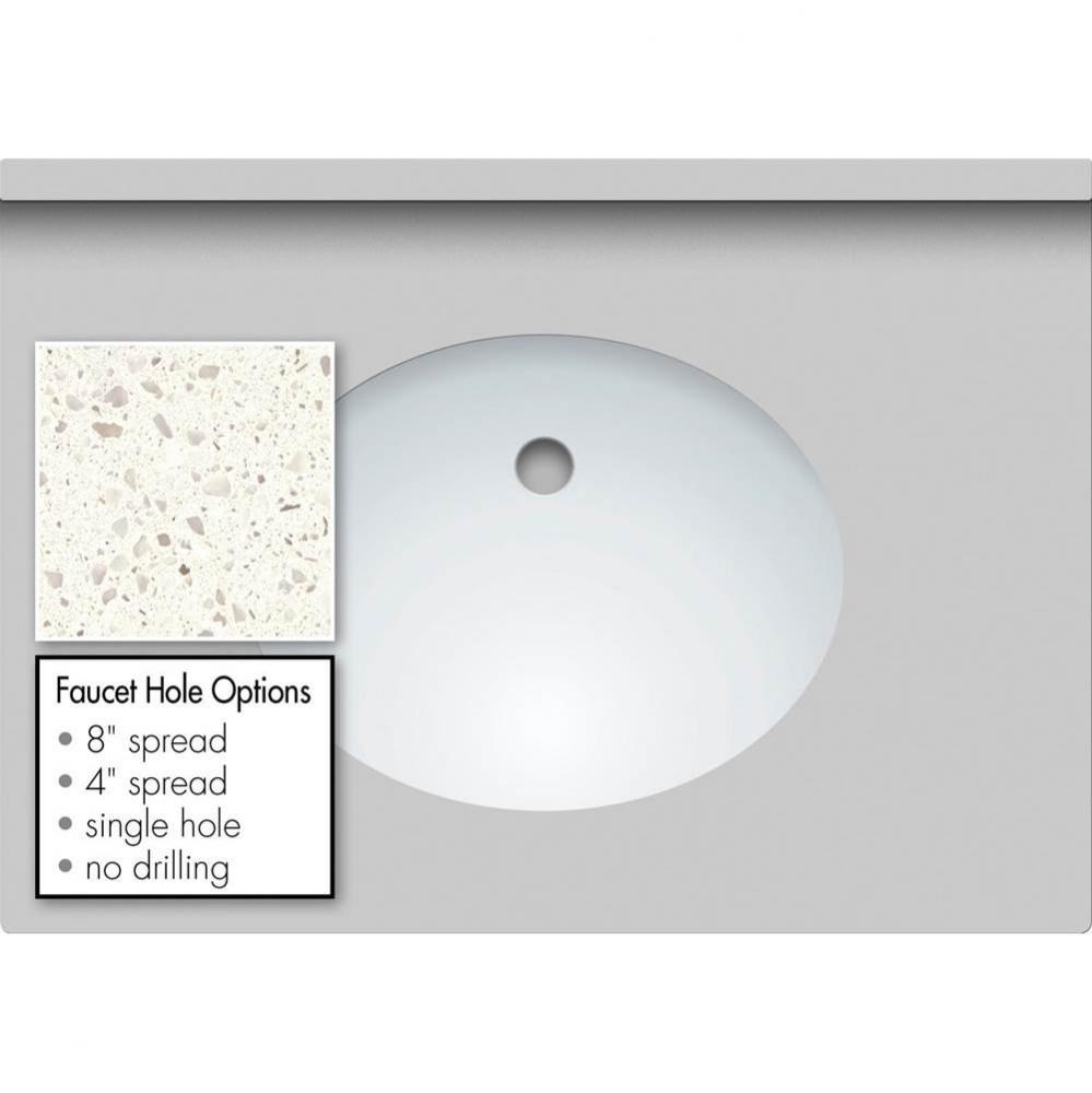 31 X 22 X 1.25 Countertop Quartz Pearl White Polished Oval White