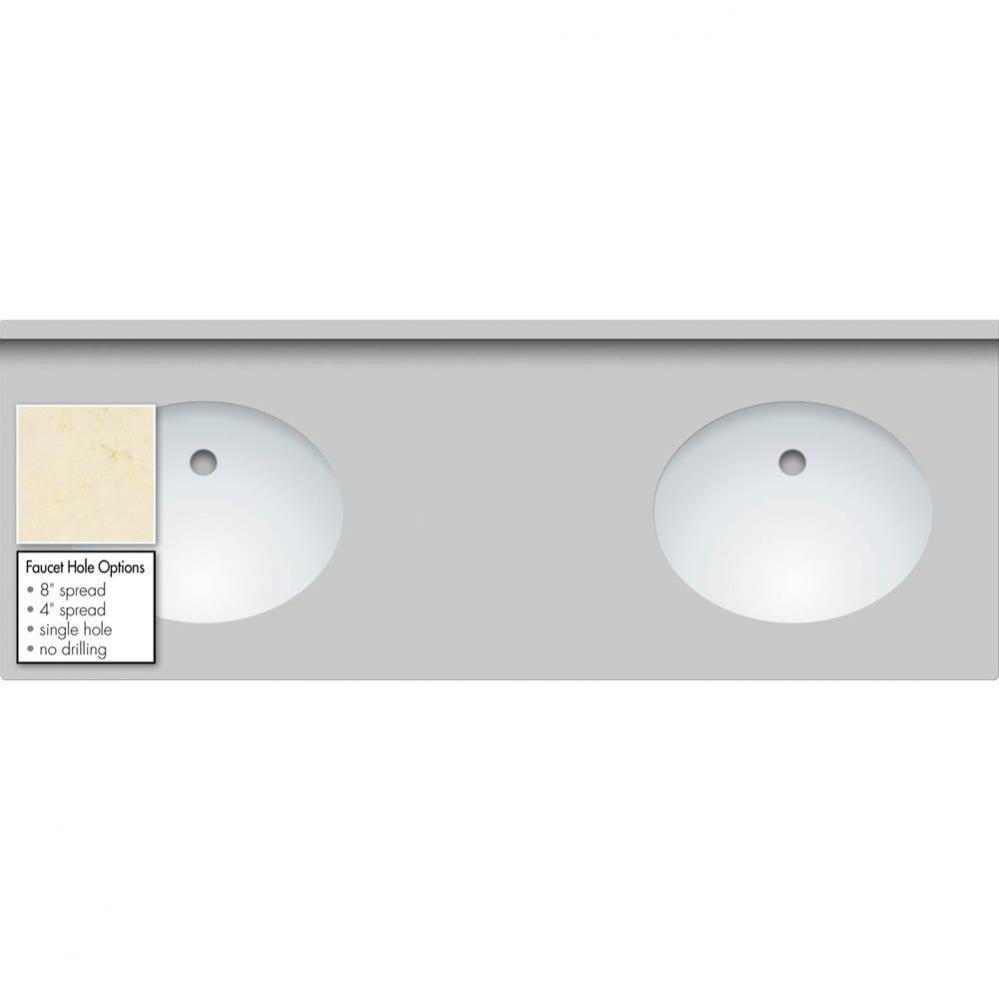 61 X 22 X 1.25 Countertop Quartz Dreamy Marfil 2X Oval White