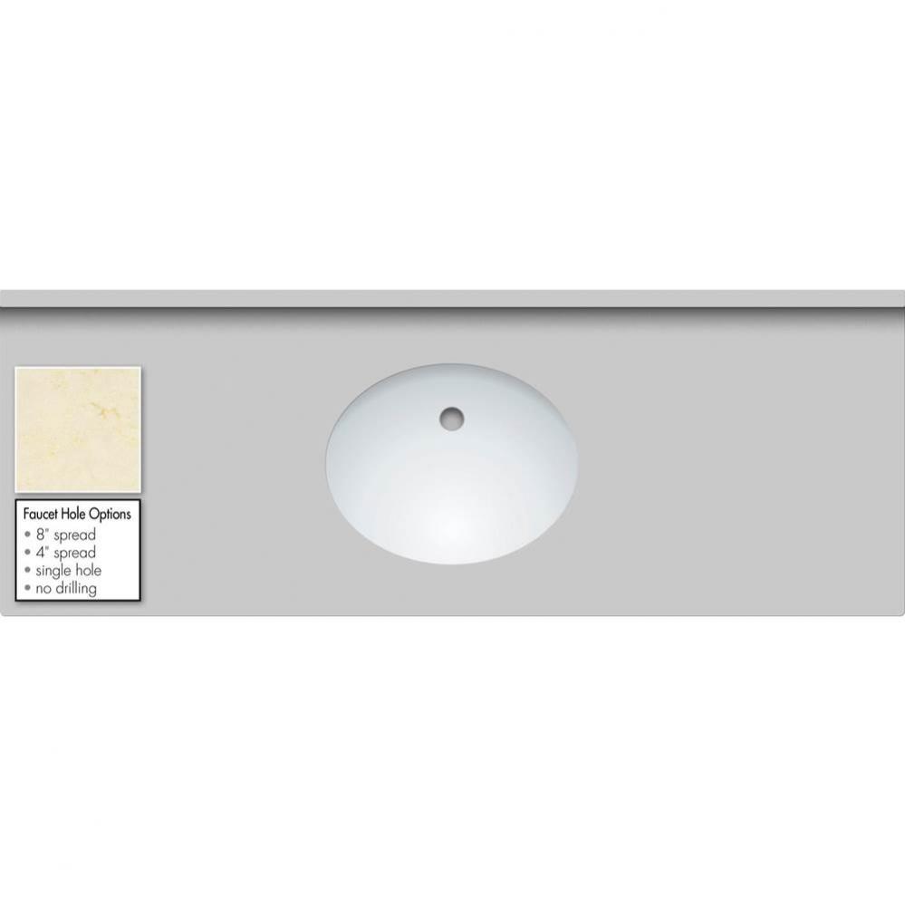 61 X 22 X 1.25 Countertop Quartz Dreamy Marfil Oval White