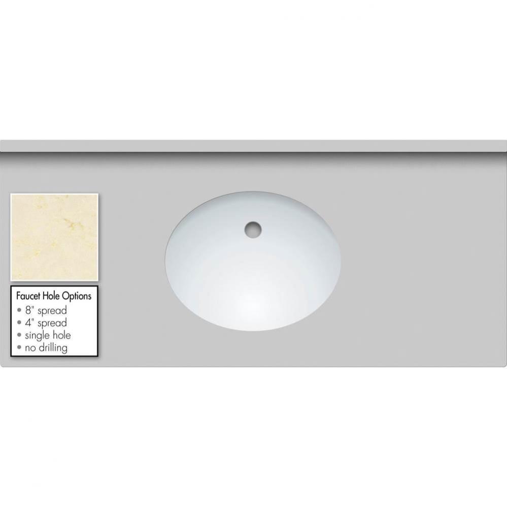 49 X 22 X 1.25 Countertop Quartz Dreamy Marfil Oval White