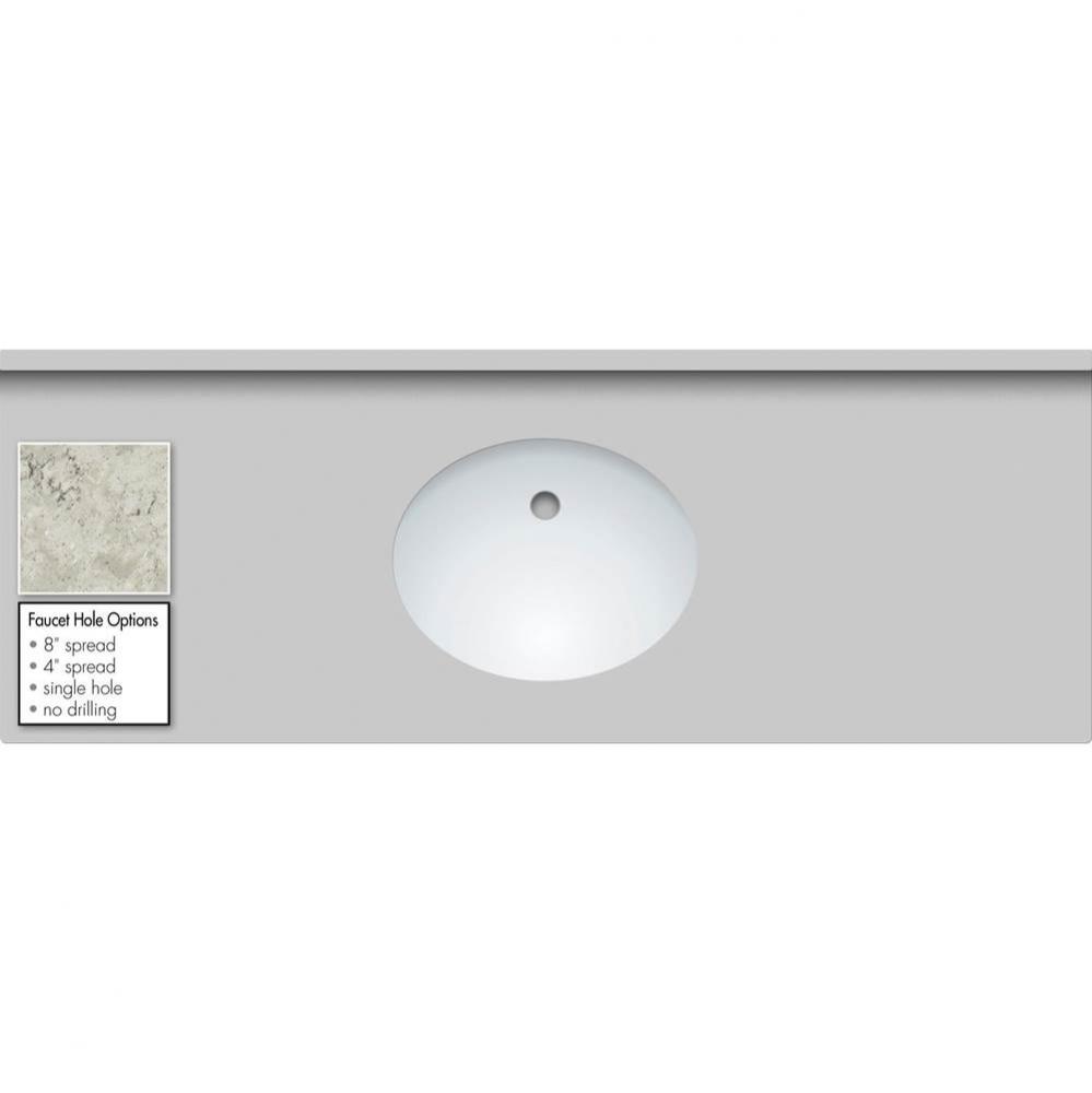 61 X 22 X 1.25 Countertop Quartz Via Augusta Oval White