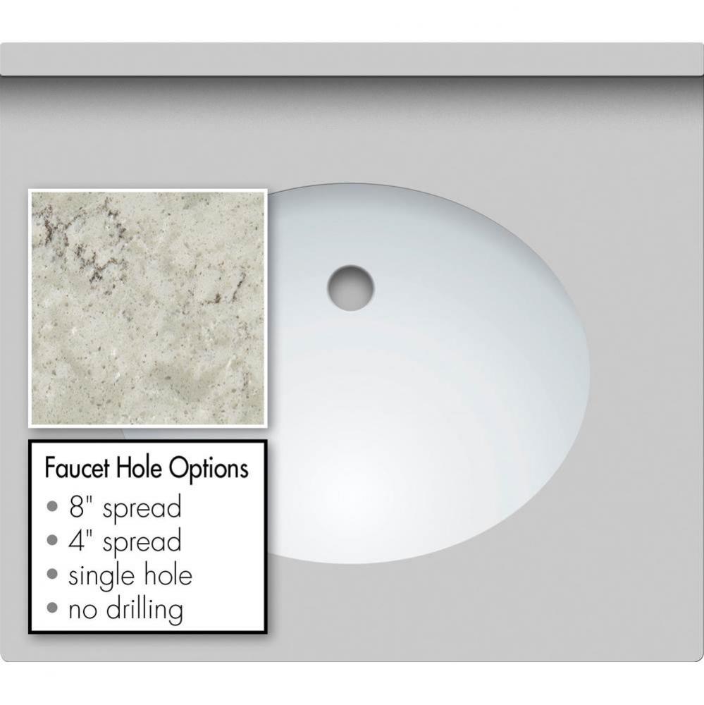 25 X 22 X 1.25 Countertop Quartz Via Augusta Oval White