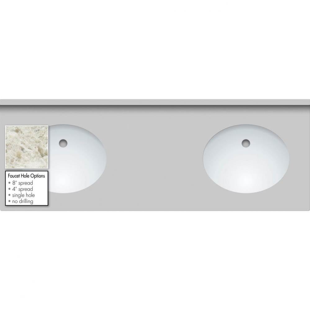 61 X 22 X 1.25 Countertop Quartz Sangda Falls 2X Oval White