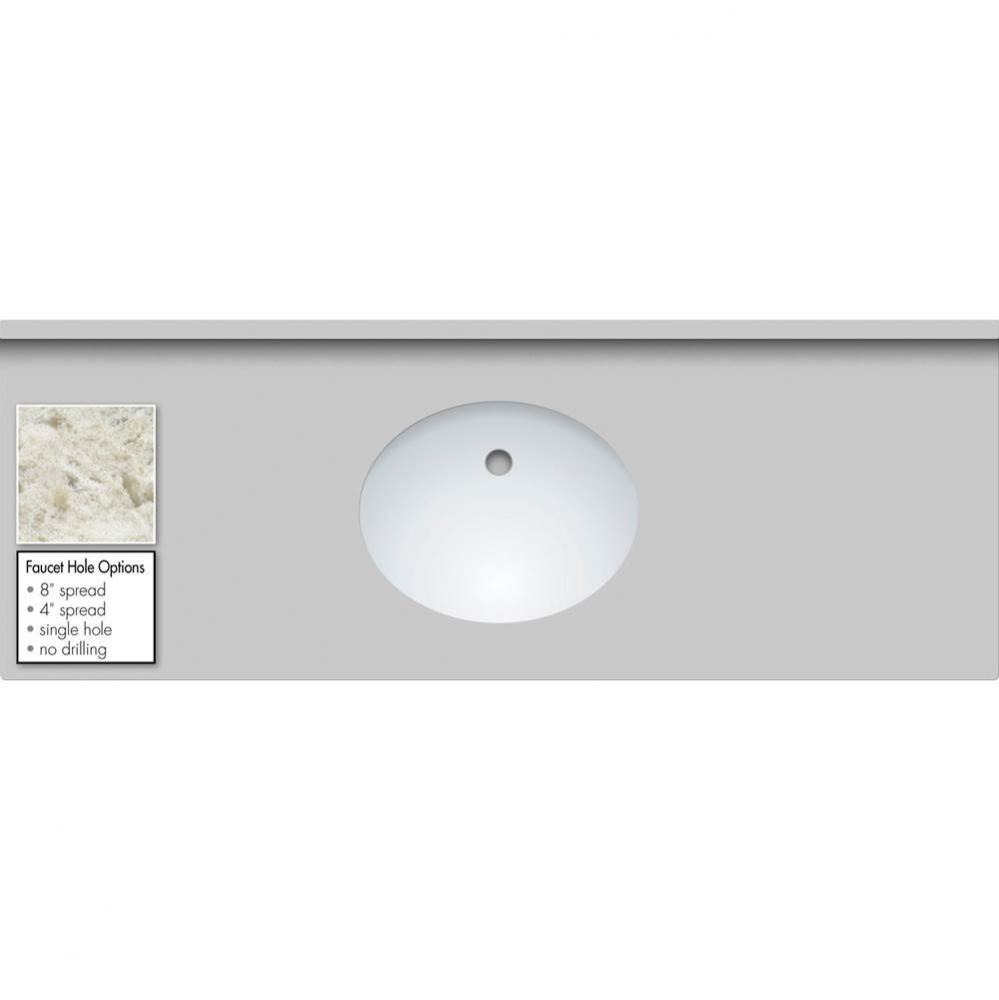 61 X 22 X 1.25 Countertop Quartz Sangda Falls Oval White