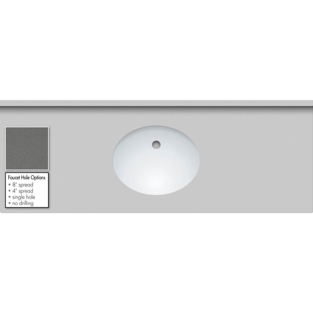 61 X 22 X 1.25 Countertop Quartz Grey Lake Oval White