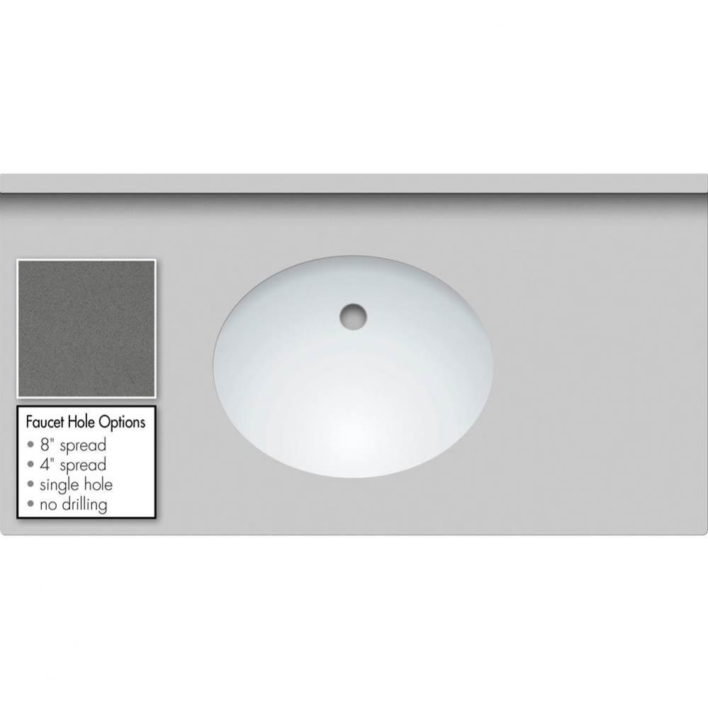 43 X 22 X 1.25 Countertop Quartz Grey Lake Oval White
