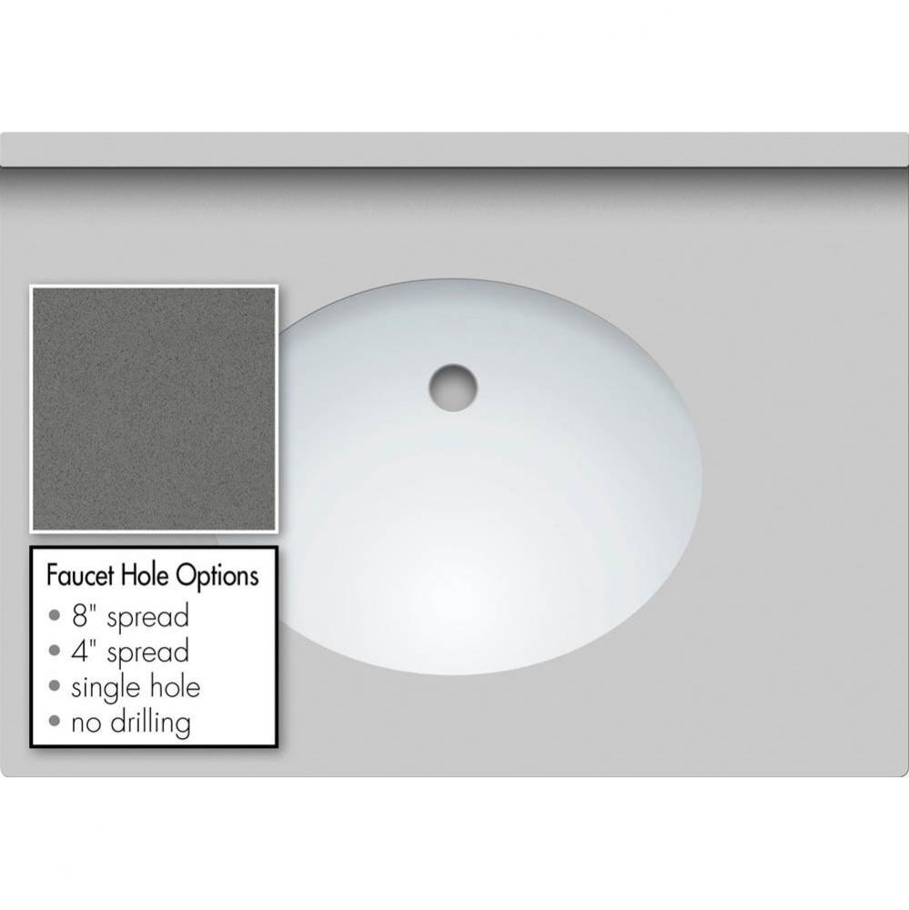 31 X 22 X 1.25 Countertop Quartz Grey Lake Oval White