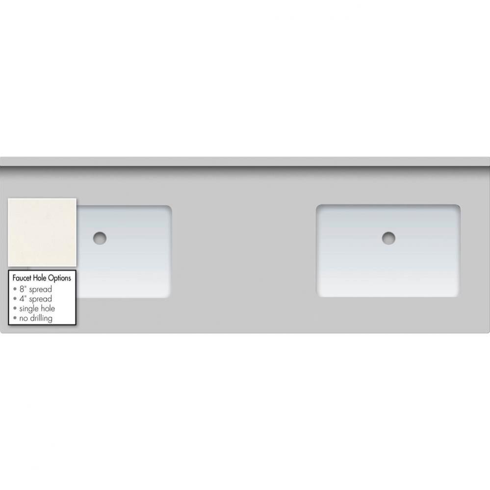 61 X 22 X 1.25 Countertop Quartz Lattice 2X Rect White