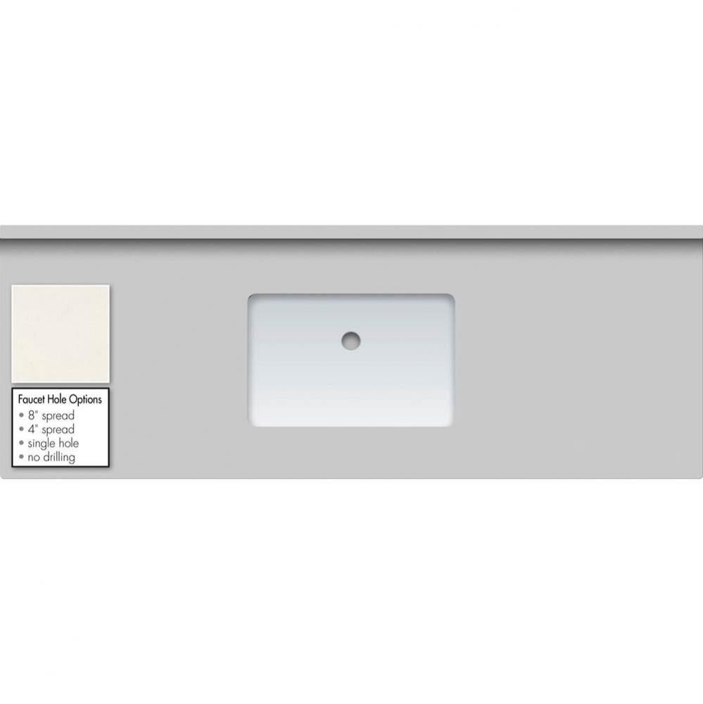 61 X 22 X 1.25 Countertop Quartz Lattice Rect White