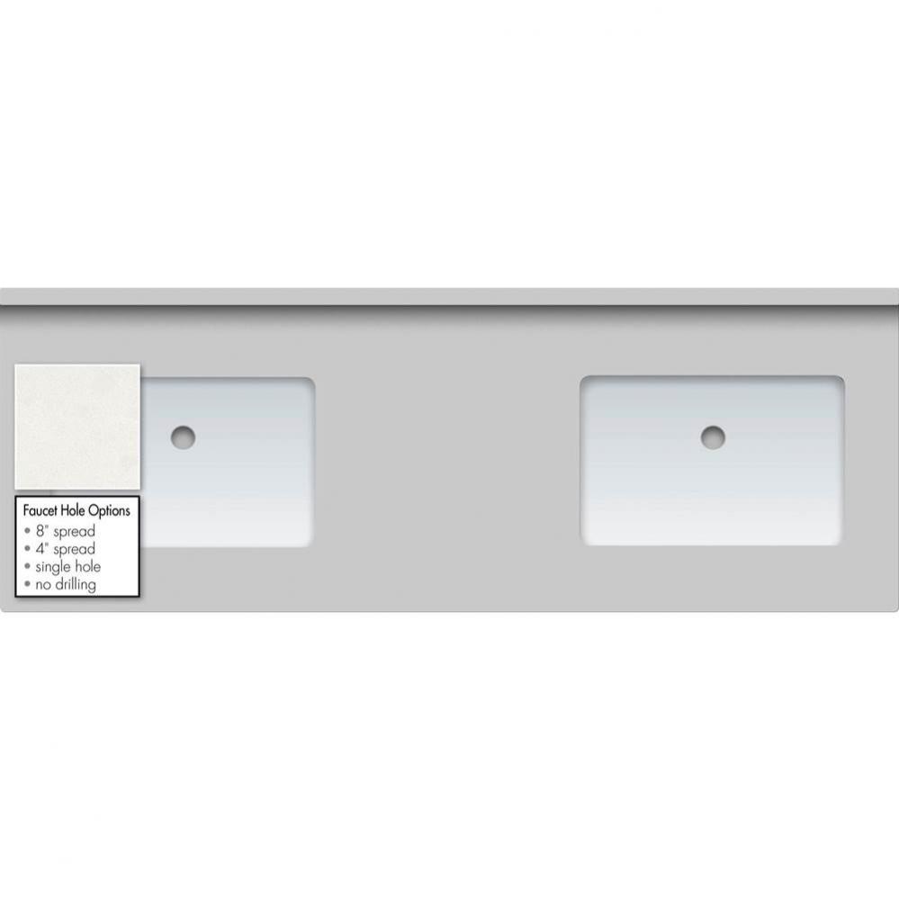 61 X 22 X 1.25 Countertop Quartz Cotton White 2X Rect White