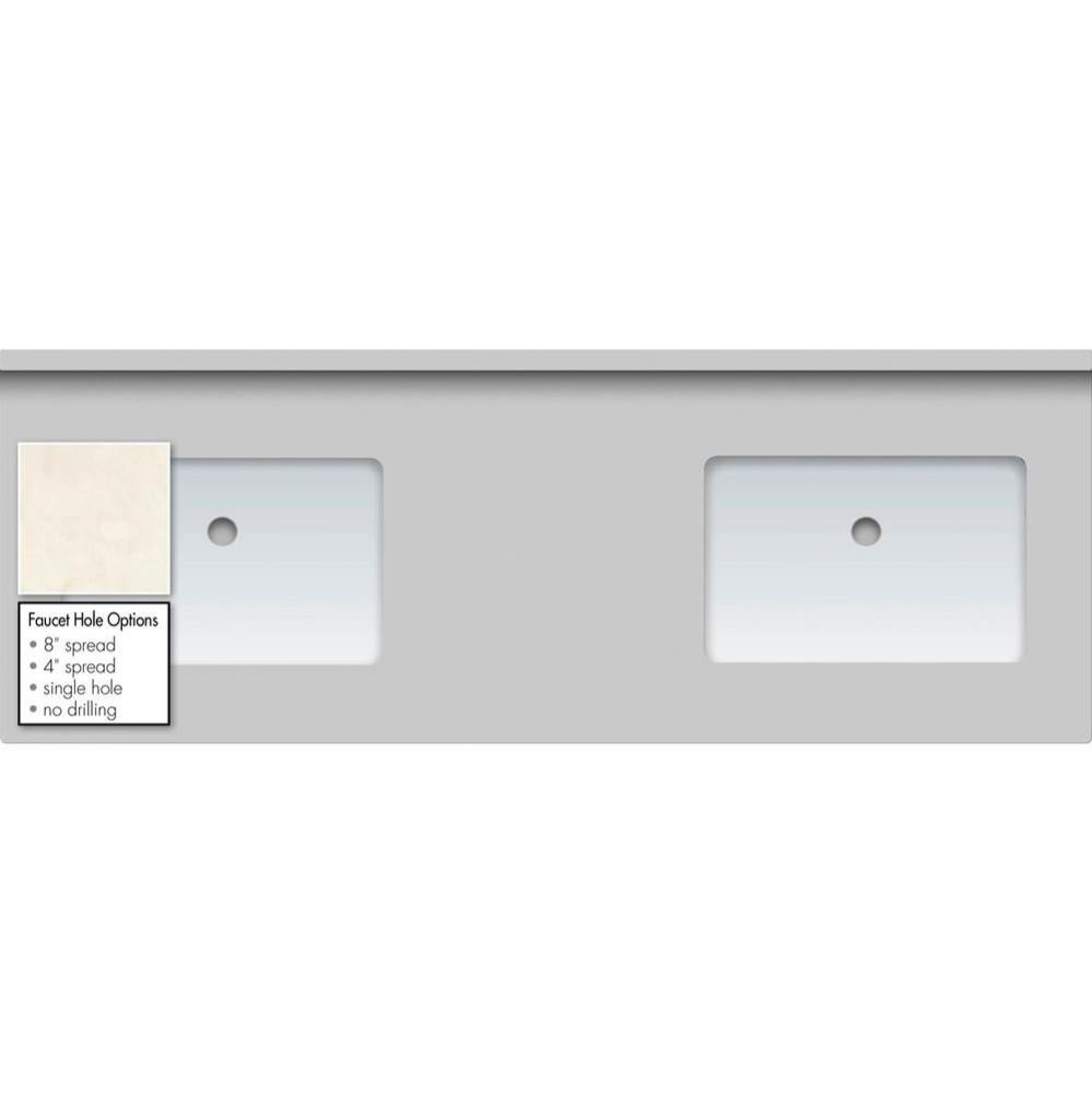 61 X 22 X 1.25 Countertop Quartz London Grey 2X Rect White