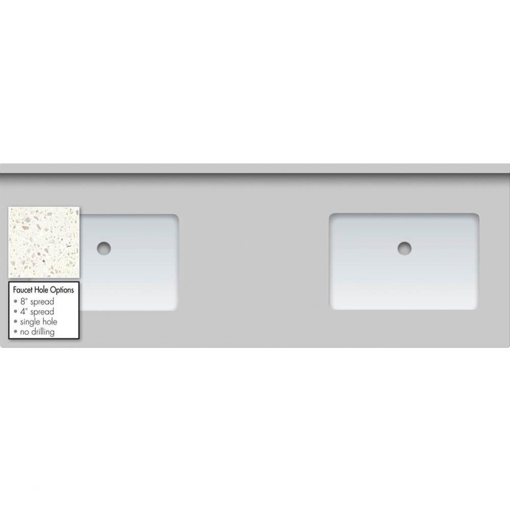 61 X 22 X 1.25 Countertop Quartz Pearl White Polished 2X Rect White