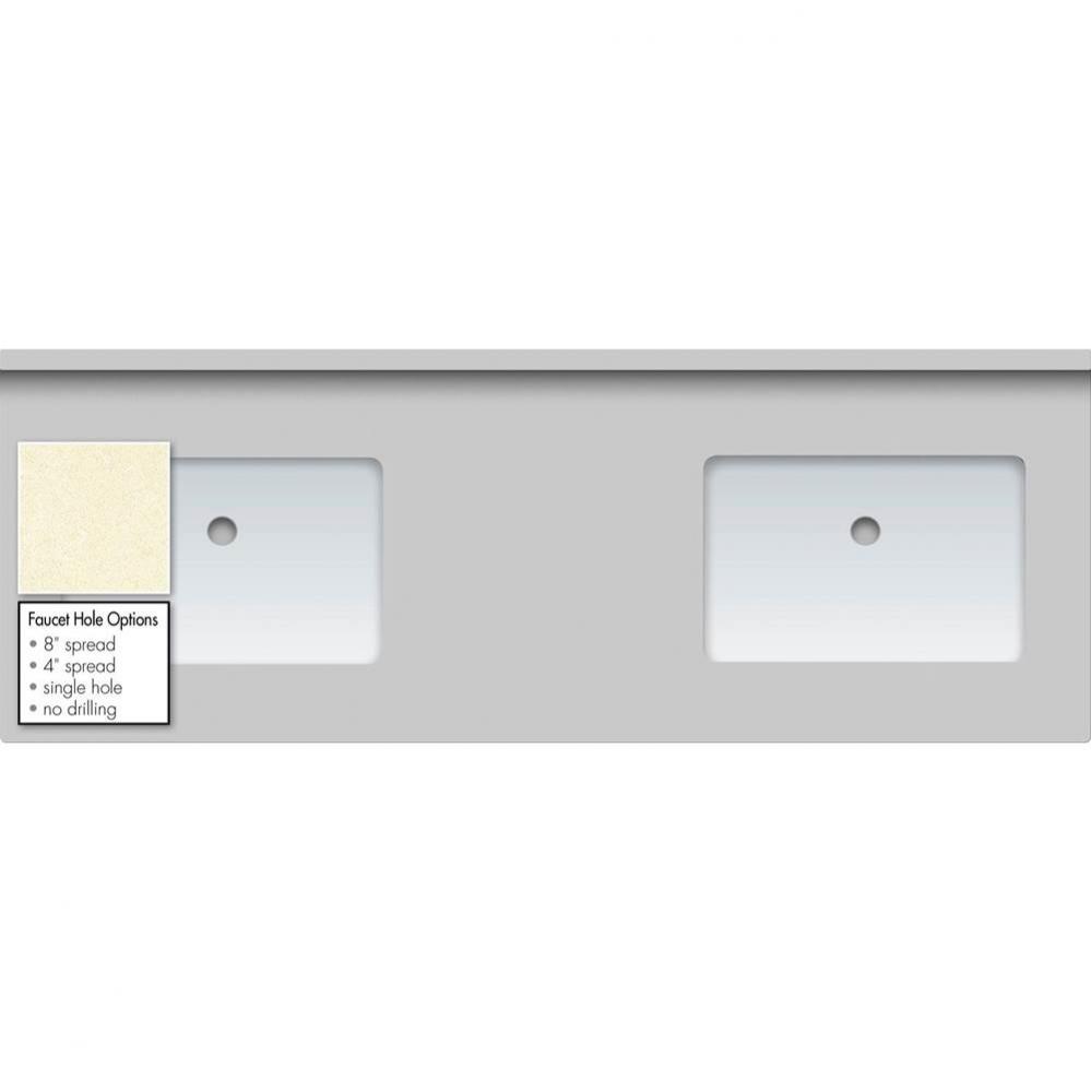 61 X 22 X 1.25 Countertop Quartz Botticcino 2X Rect White