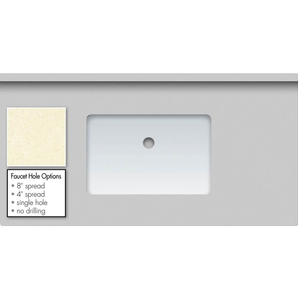 43 X 22 X 1.25 Countertop Quartz Botticcino Rect White