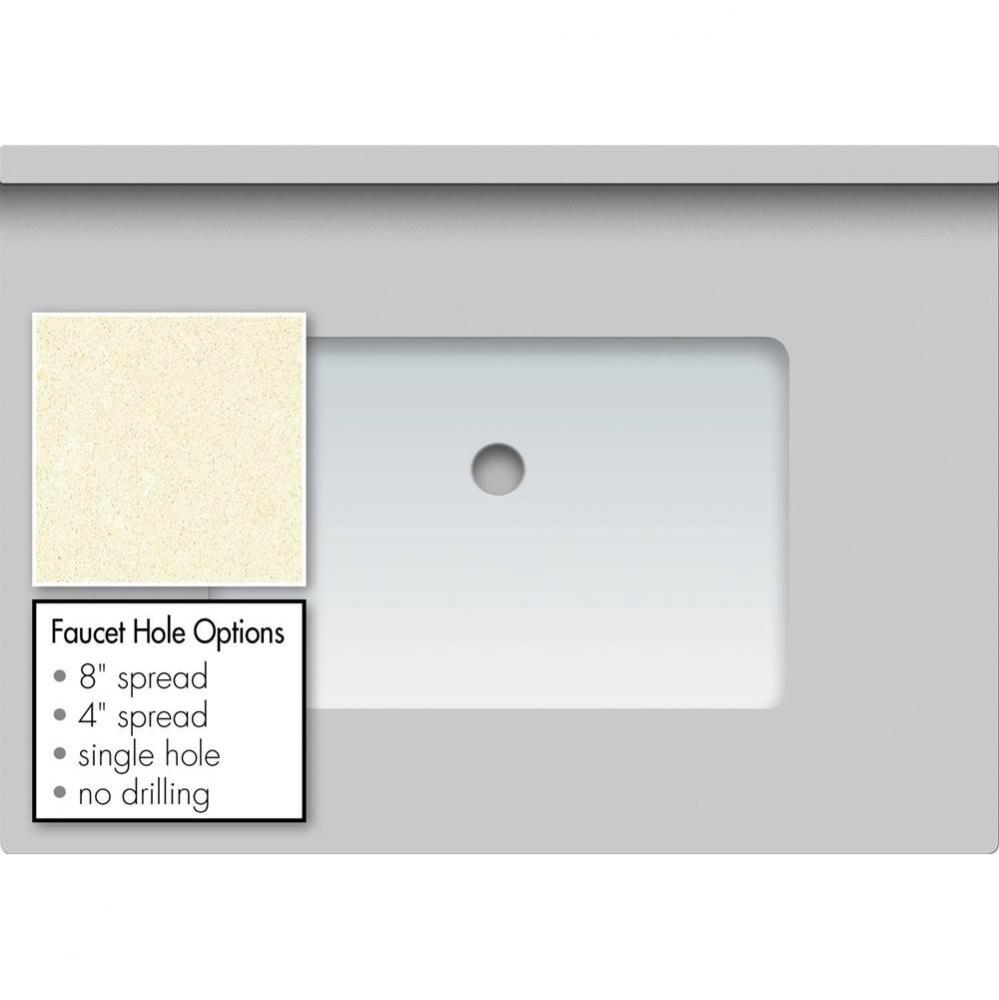 31 X 22 X 1.25 Countertop Quartz Botticcino Rect White