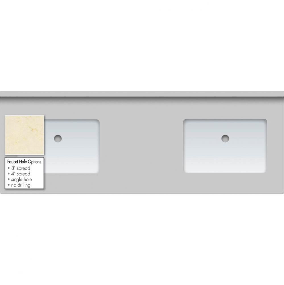 61 X 22 X 1.25 Countertop Quartz Dreamy Marfil 2X Rect White