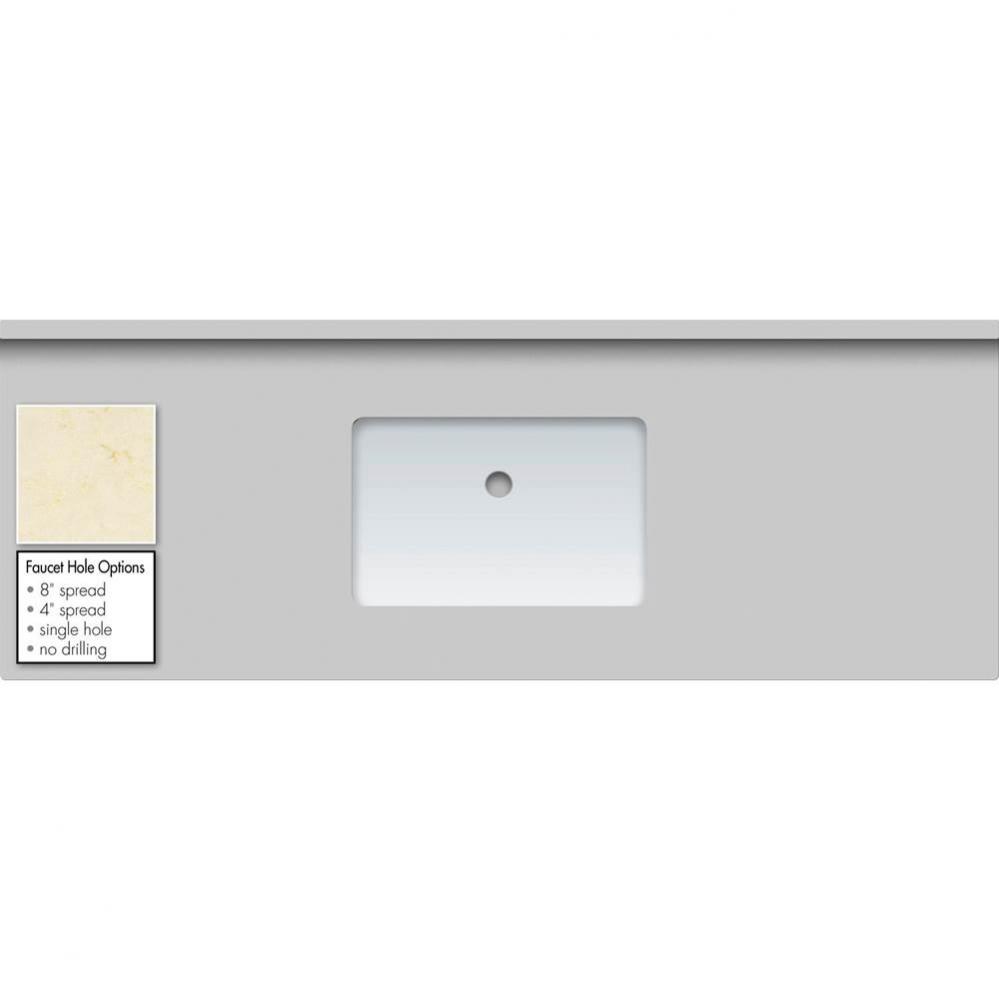 61 X 22 X 1.25 Countertop Quartz Dreamy Marfil Rect White