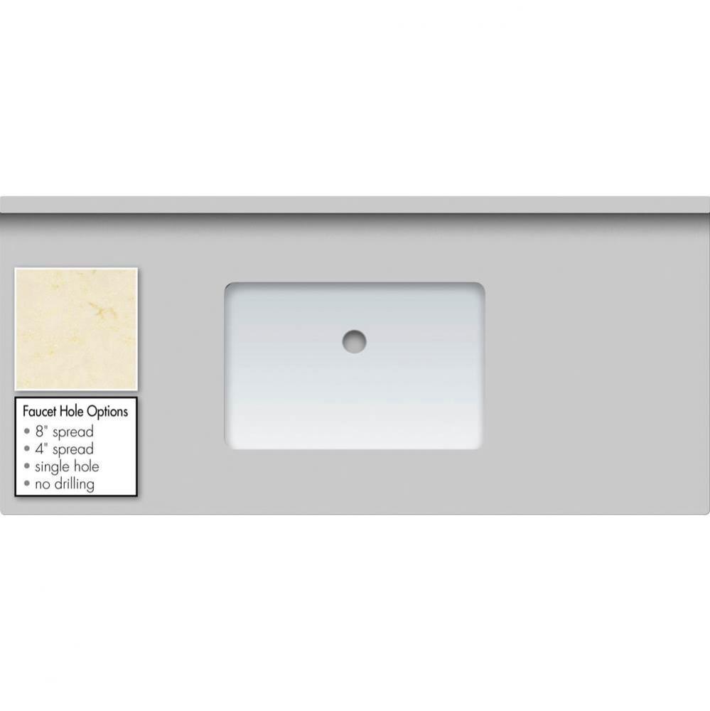 49 X 22 X 1.25 Countertop Quartz Dreamy Marfil Rect White