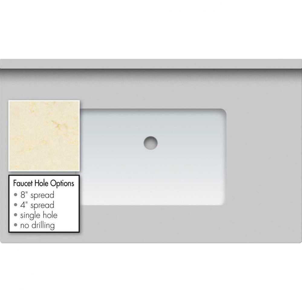 37 X 22 X 1.25 Countertop Quartz Dreamy Marfil Rect White