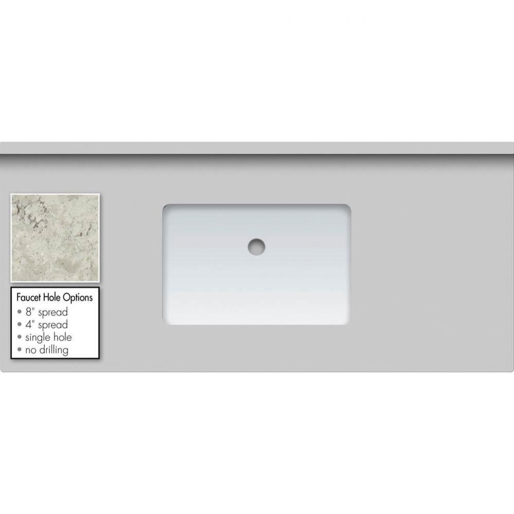 49 X 22 X 1.25 Countertop Quartz Via Augusta Rect White