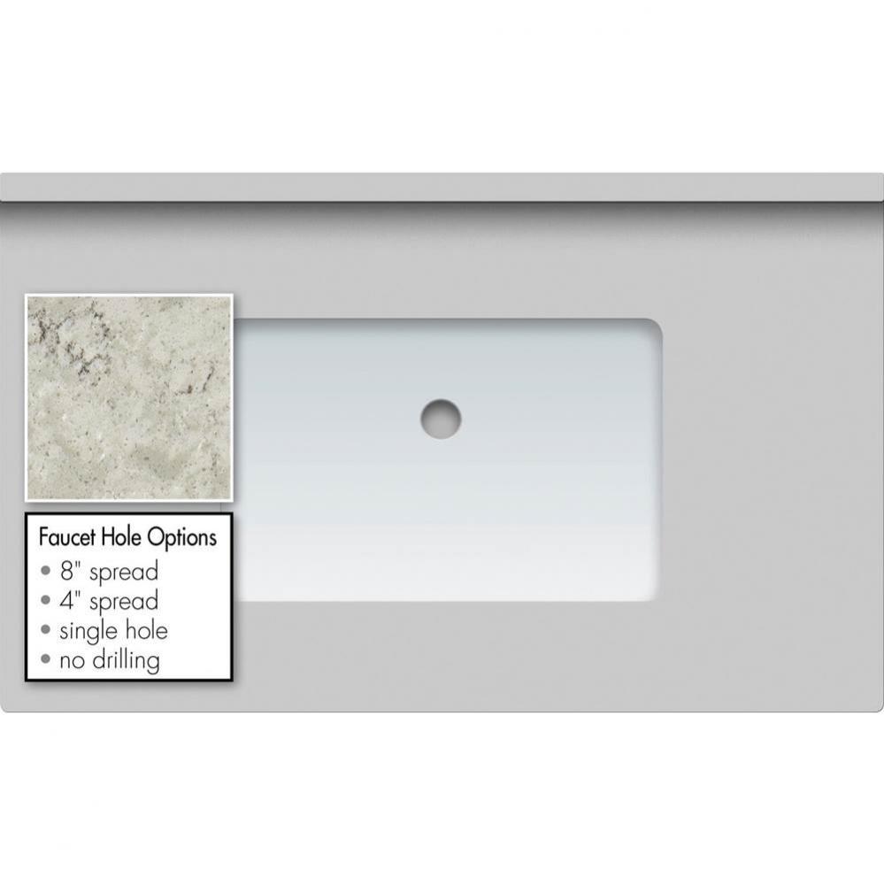 37 X 22 X 1.25 Countertop Quartz Via Augusta Rect White