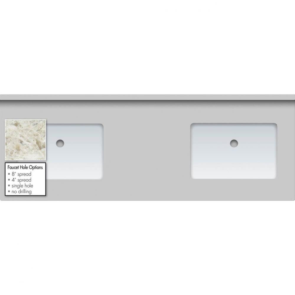 61 X 22 X 1.25 Countertop Quartz Sangda Falls 2X Rect White