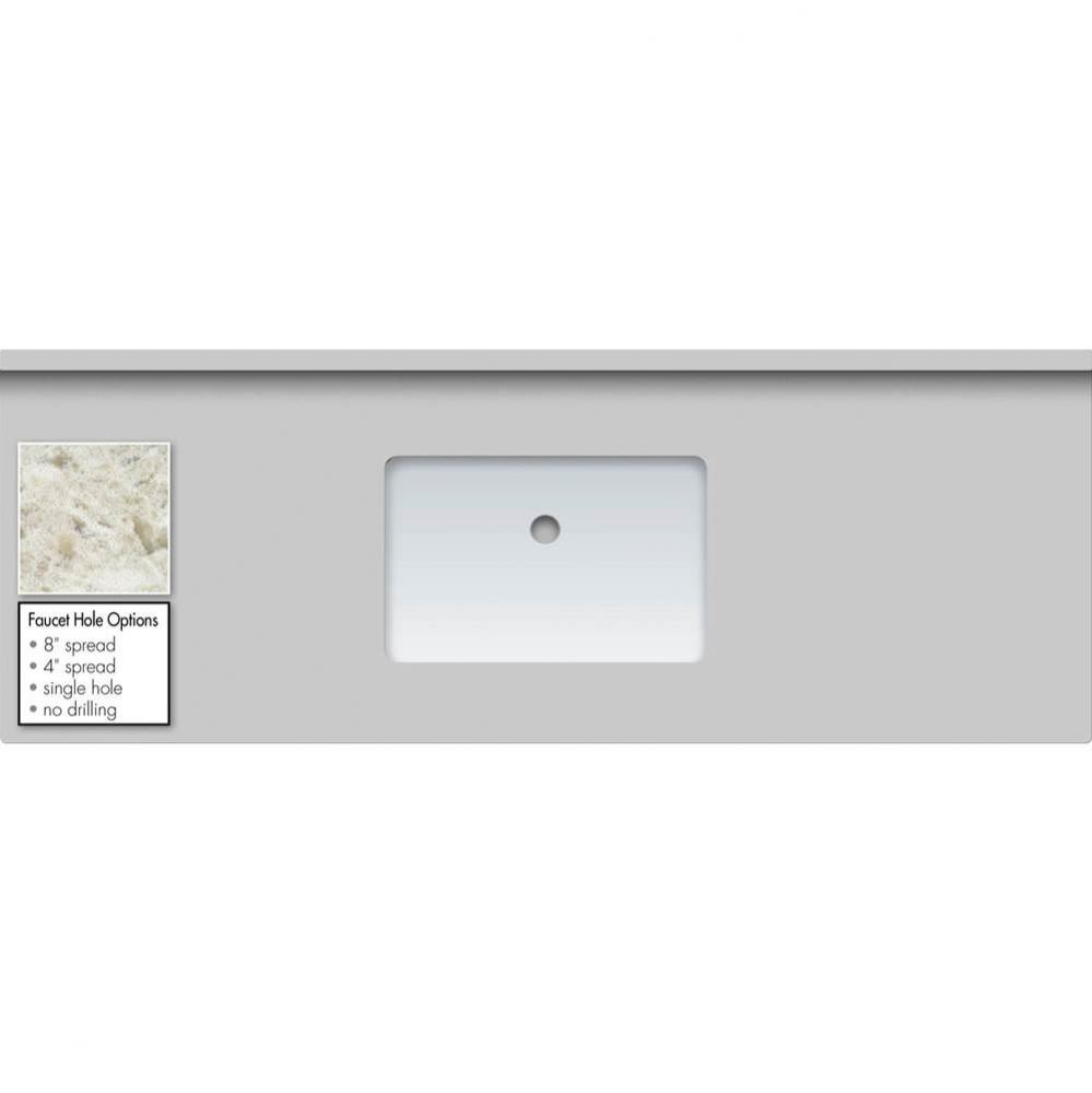 61 X 22 X 1.25 Countertop Quartz Sangda Falls Rect White