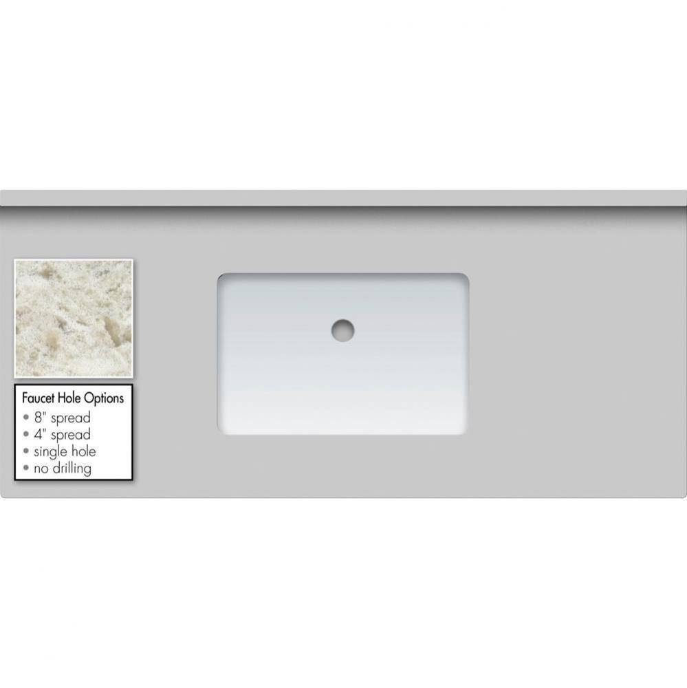 49 X 22 X 1.25 Countertop Quartz Sangda Falls Rect White