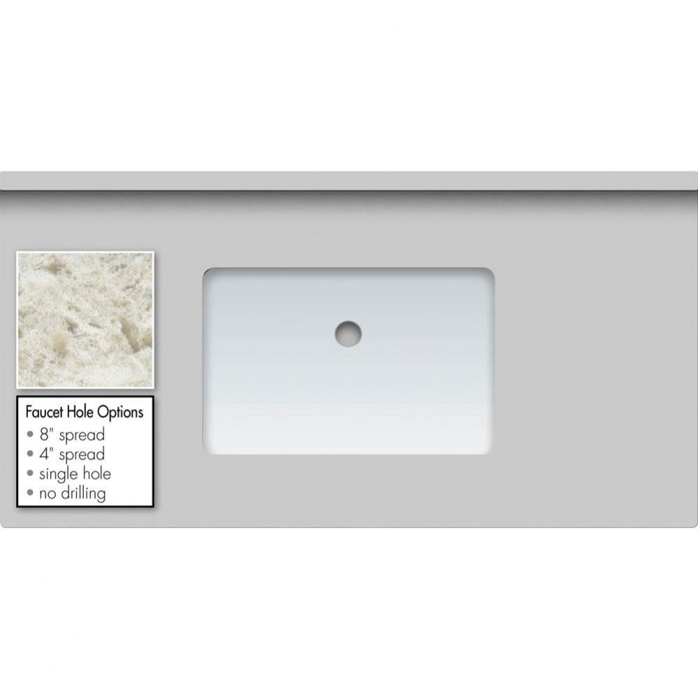 43 X 22 X 1.25 Countertop Quartz Sangda Falls Rect White