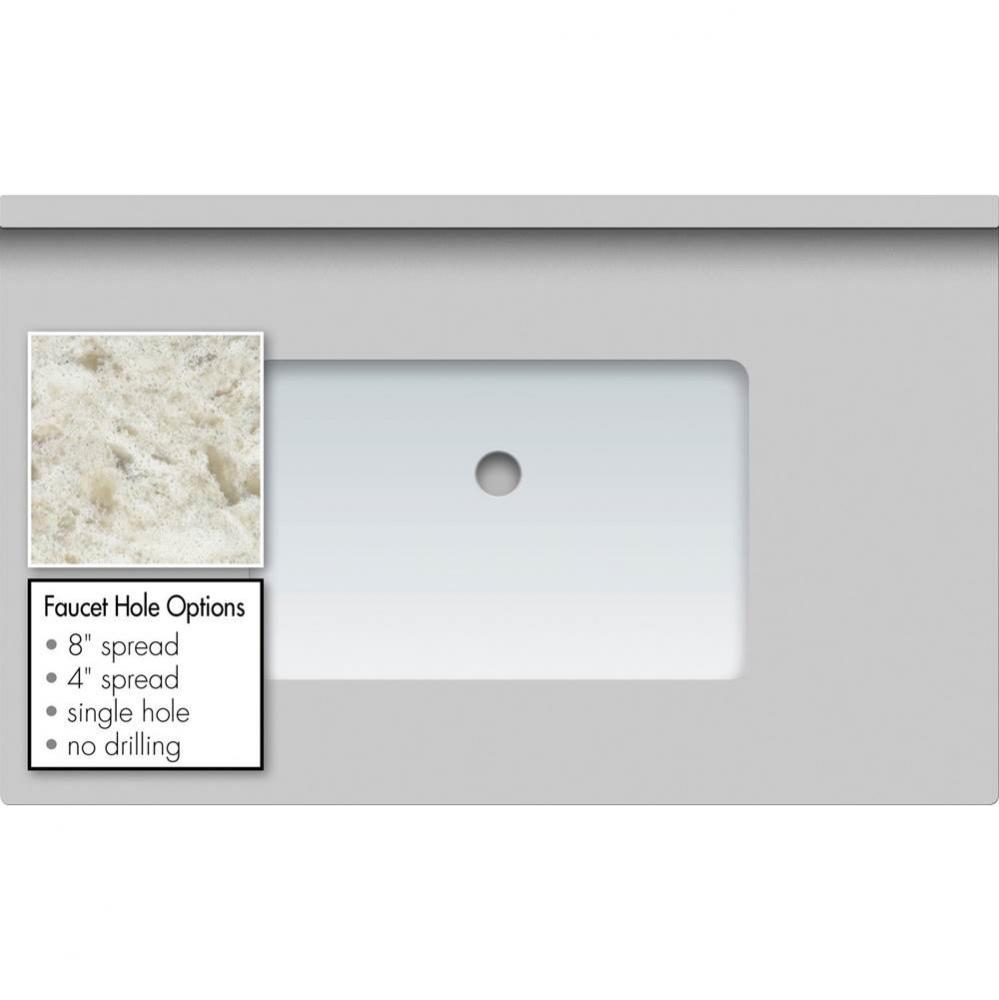 37 X 22 X 1.25 Countertop Quartz Sangda Falls Rect White