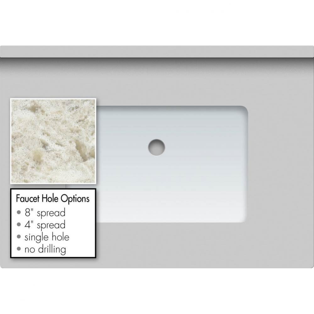 31 X 22 X 1.25 Countertop Quartz Sangda Falls Rect White