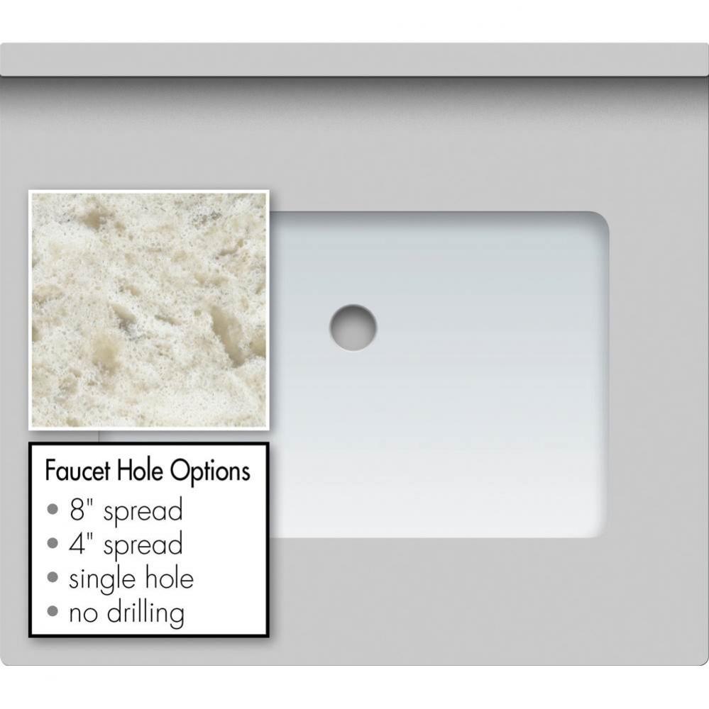 25 X 22 X 1.25 Countertop Quartz Sangda Falls Rect White