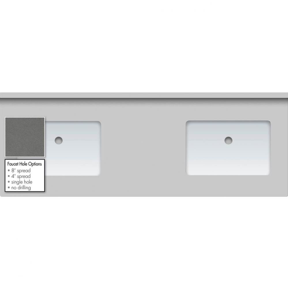 61 X 22 X 1.25 Countertop Quartz Grey Lake Rect White 2X