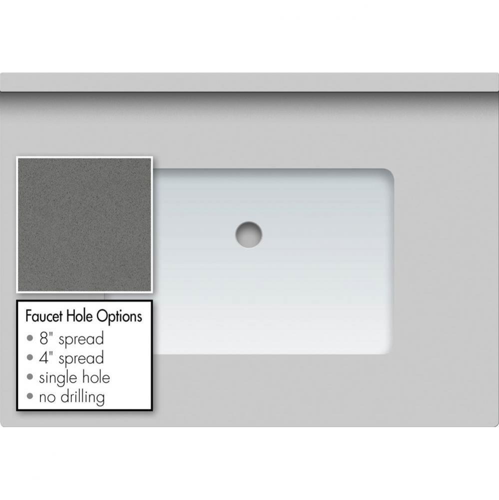 31 X 22 X 1.25 Countertop Quartz Grey Lake Rect White