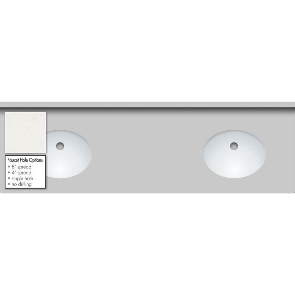 61 X 19 X 1.25 Countertop Quartz Cotton White 2X Oval White