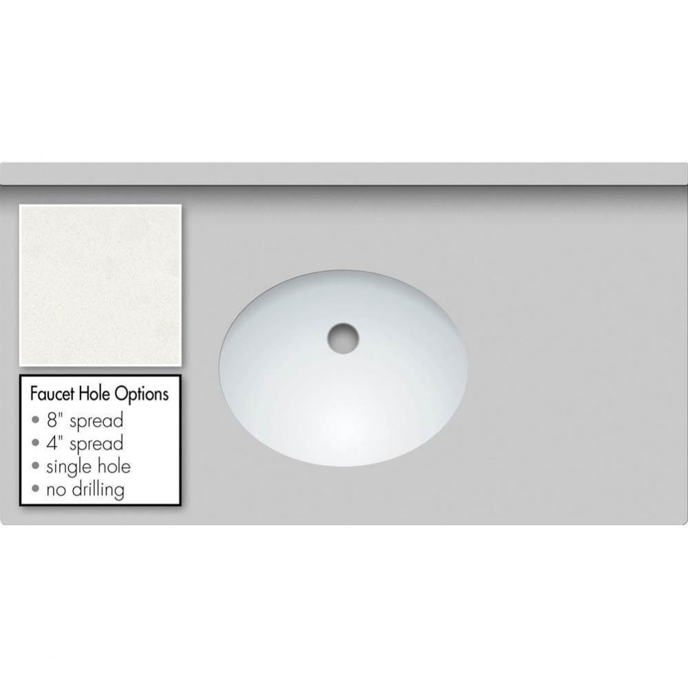 37 X 19 X 1.25 Countertop Quartz Cotton White Oval White