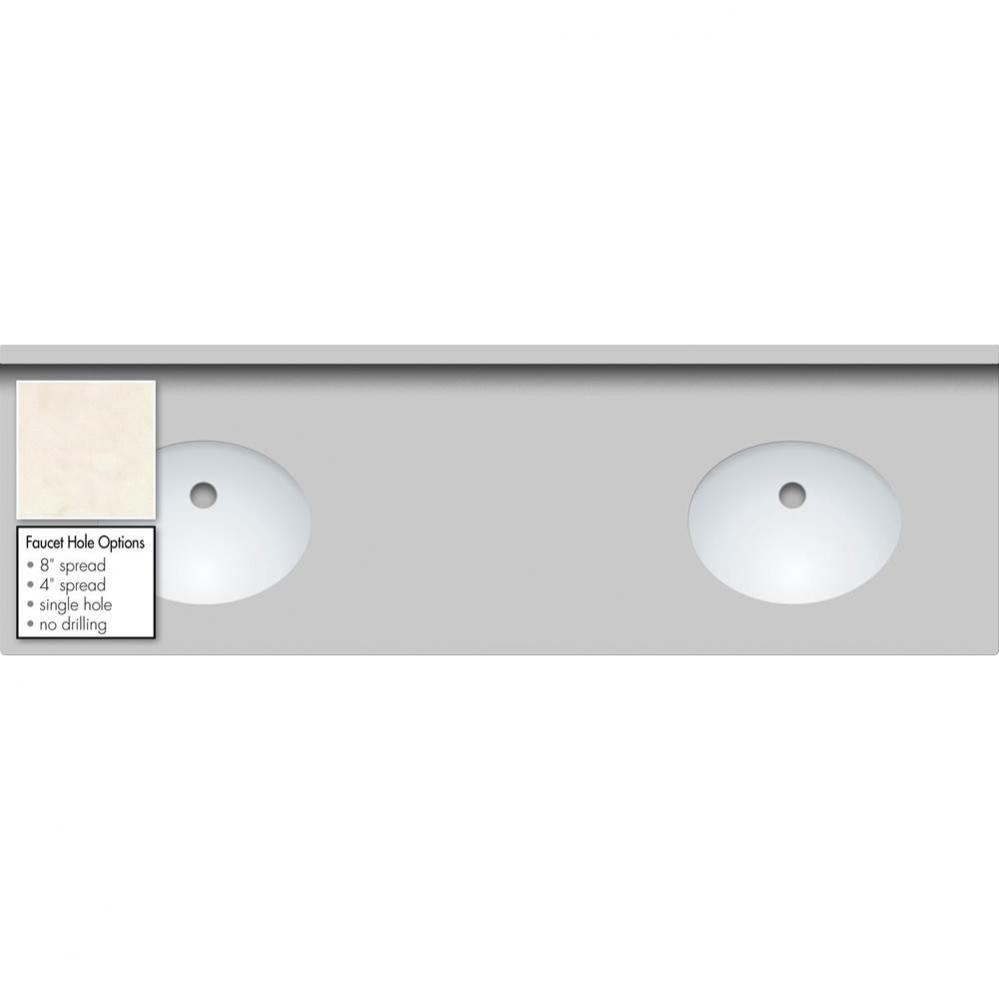 63 X 19 X 1.25 Countertop Quartz London Grey 2X Sm Oval White