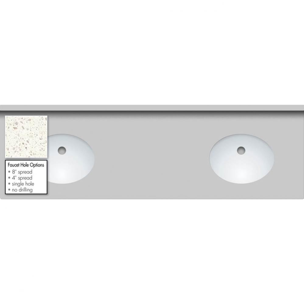 62 X 19 X 1.25 Countertop Quartz Pearl White Polished 2X Sm Oval White