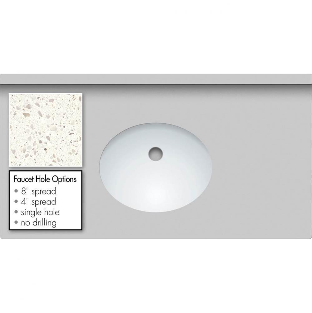 37 X 19 X 1.25 Countertop Quartz Pearl White Polished Oval White