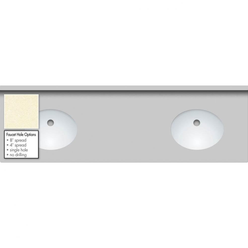 61 X 19 X 1.25 Countertop Quartz Botticcino 2X Oval White