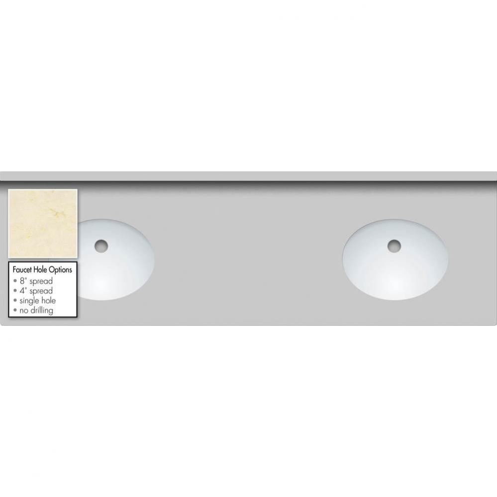 61 X 19 X 1.25 Countertop Quartz Dreamy Marfil 2X Sm Oval White