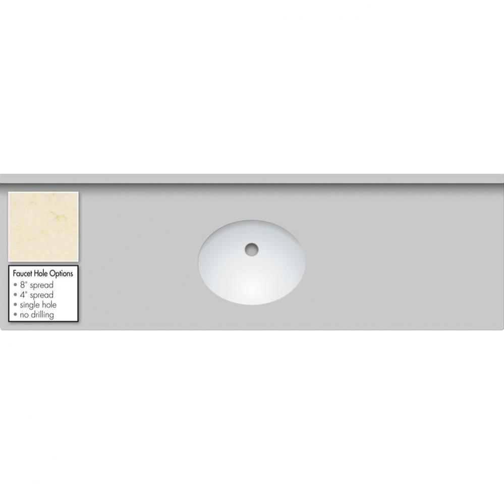 61 X 19 X 1.25 Countertop Quartz Dreamy Marfil Oval White